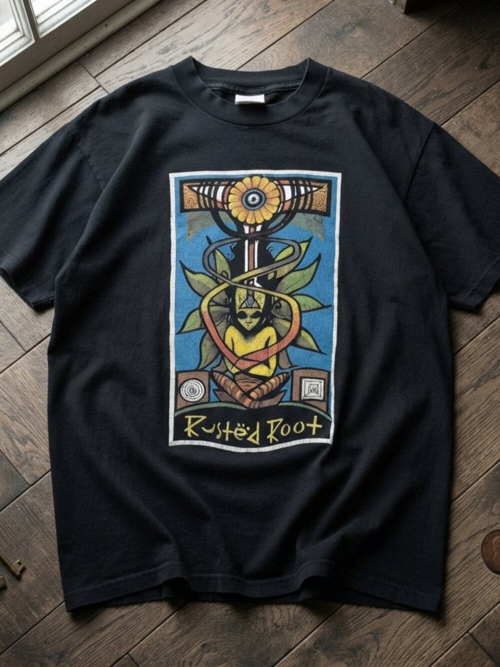 Rusted Root Vintage Style Graphic Art Black T-Shirt